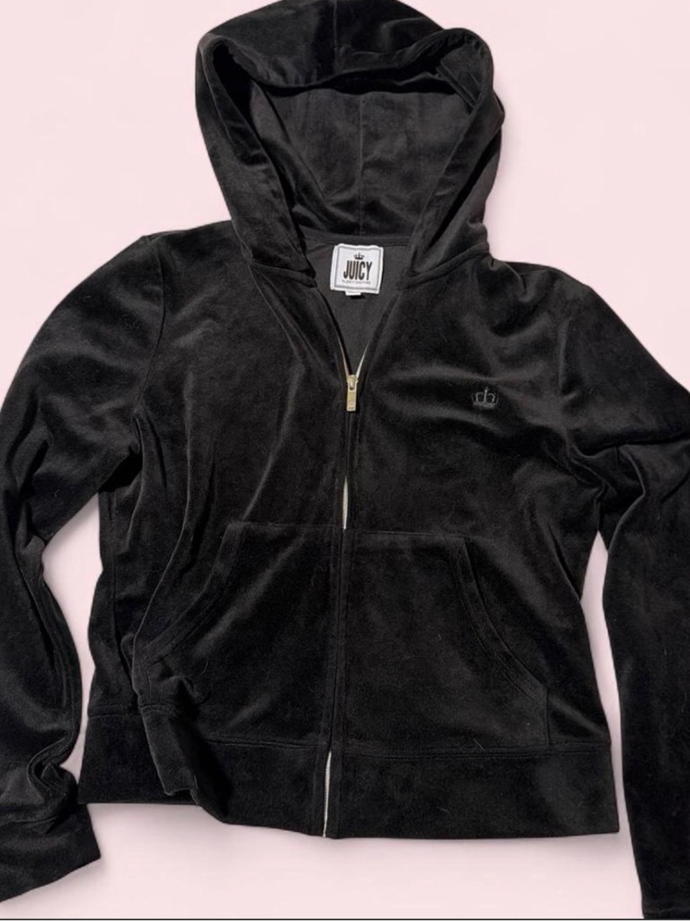 Juicy Couture Black Velour Zip Hoodie